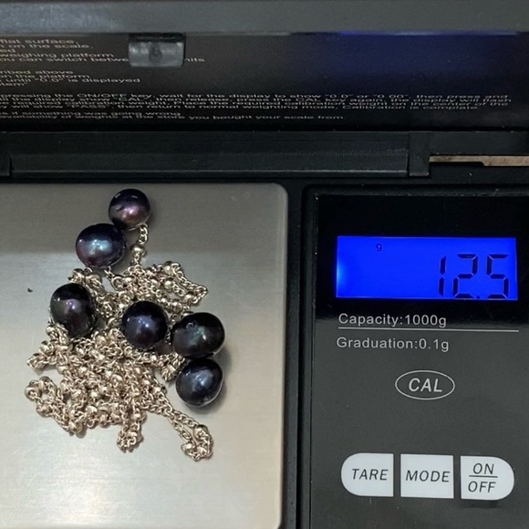 Silver-tone Chain with Freshwater Pearl Beads Lariat 24-Inch Necklace 12.5g - Picture 12 of 13